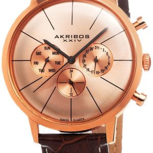 Akribos XXIV Herrklocka AK647RG Multi-Function Roséguldstonad/Läder