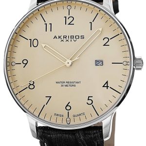 Akribos XXIV Herrklocka AK715WT Retro Champagnefärgad/Läder Ø40 mm