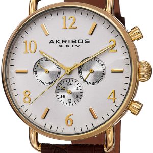 Akribos XXIV Herrklocka AK752BR Multi-Function Vit/Läder Ø45 mm