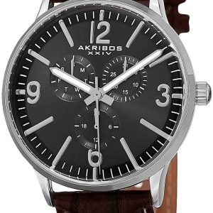 Akribos XXIV Herrklocka AK769SSB Multi-Function Grå/Läder Ø43 mm