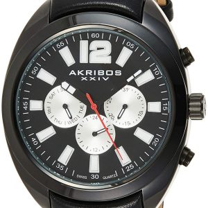 Akribos XXIV Herrklocka AK777BK Svart/Läder Ø45 mm