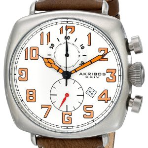 Akribos XXIV Herrklocka AK786WT Chronograph Vit/Läder