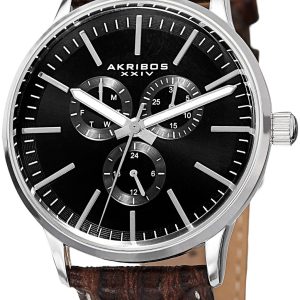 Akribos XXIV Herrklocka AK838SSB Complications Svart/Läder Ø43 mm