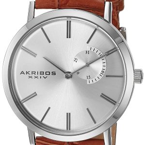 Akribos XXIV Herrklocka AK848SSBR Radiant Silverfärgad/Läder Ø42 mm