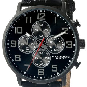 Akribos XXIV Herrklocka AK854BK Chronograph Svart/Läder Ø42 mm