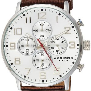 Akribos XXIV Herrklocka AK854SSBR Silverfärgad/Läder Ø46 mm