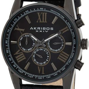 Akribos XXIV Herrklocka AK864BK Multi-Function Svart/Läder Ø41 mm