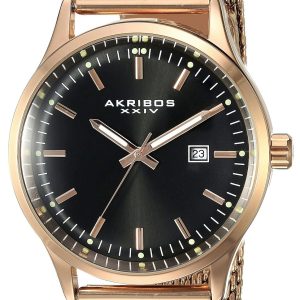 Akribos XXIV Herrklocka AK901RGB Svart/Roséguldstonat stål Ø42.5 mm