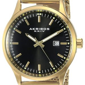 Akribos XXIV Herrklocka AK901YGB Svart/Gulguldtonat stål Ø42.5 mm