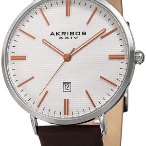 Akribos XXIV Herrklocka AK935SSRG Vit/Läder Ø42 mm