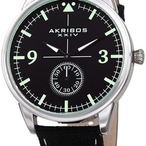 Akribos XXIV Herrklocka AK938BK Canvas Svart/Läder Ø45 mm