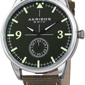 Akribos XXIV Herrklocka AK938GN Canvas Grön/Läder Ø45 mm