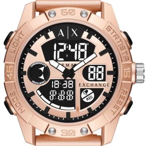 Armani Exchange Herrklocka AX2967 D-Bolt Roséguldstonad/Gummi Ø46 mm