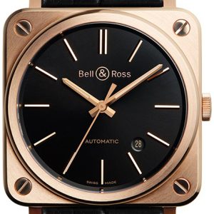 Bell & Ross BR-S-ROSE-GOLD Br S 92 Svart/Läder