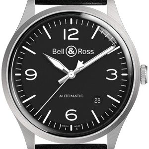 Bell & Ross BR-V1-92-BLACK-STEEL Vintage Svart/Läder Ø38.5 mm