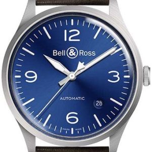 Bell & Ross BR-V1-92-BLUE-STEEL Vintage Blå/Läder Ø38.5 mm