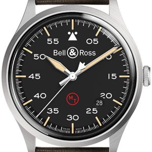 Bell & Ross BR-V1-92-MILITARY Vintage Svart/Läder Ø38.5 mm