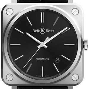 Bell & Ross BRS-92-BLACK-STEEL Br 05 Svart/Läder