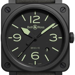 Bell & Ross Herrklocka BR-03-92-NIGHTLUM Br 03-92 Svart/Läder