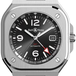 Bell & Ross Herrklocka BR-05-GMT-RUBBER-STRAP Br 05 Svart/Gummi