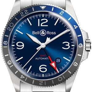 Bell & Ross Herrklocka BR-V2-93-GMT-BLUE-SST Vintage Blå/Stål