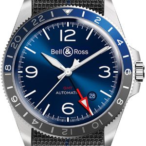 Bell & Ross Herrklocka BR-V2-93-GMT-BLUE Vintage Blå/Textil Ø41