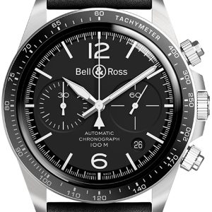 Bell & Ross Herrklocka BR-V2-94-BLACK-STEEL Vintage Svart/Läder