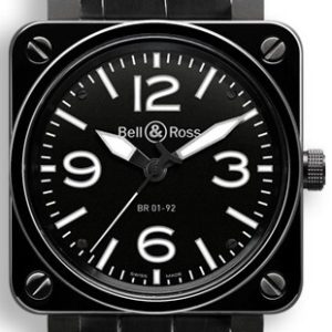 Bell & Ross Herrklocka BR0192-BL-CER-SCR BR 01-92 Svart/Läder