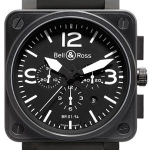 Bell & Ross Herrklocka BR0194-BL-CA BR 01-94 Svart/Gummi Ø46 mm