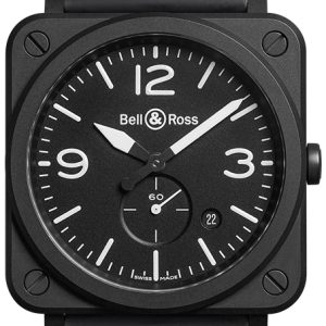 Bell & Ross Herrklocka BRS-BL-CEM BR S Quartz Svart/Gummi Ø39 mm