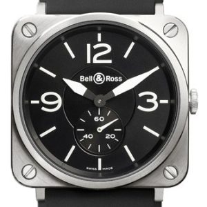 Bell & Ross Herrklocka BRS-BL-ST-SRB BR S Quartz Svart/Gummi Ø39