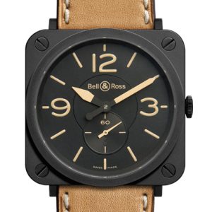 Bell & Ross Herrklocka BRS-Heritage BR S Quartz Svart/Läder Ø39