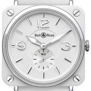 Bell & Ross Herrklocka BRS-WH-CERAMIC-SRB BR S Quartz Vit/Gummi