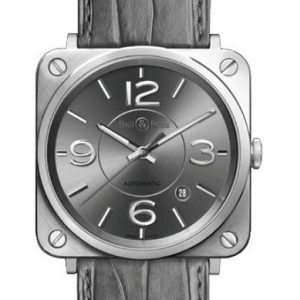 Bell & Ross Herrklocka BRS92-RU-ST-SCR BR S Quartz Grå/Läder