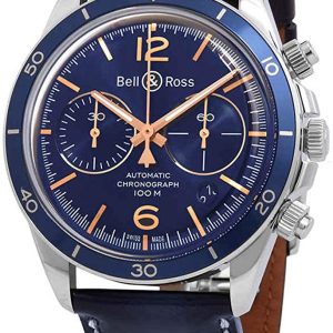 Bell & Ross Herrklocka BRV294-BU-G-ST-SCA Br V2-94 Blå/Läder