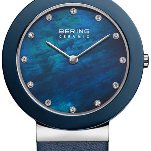 Bering Damklocka 11435-607 Ceramic Blå/Läder Ø35 mm