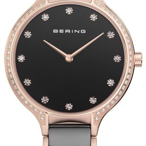 Bering Damklocka 30434-746 Ceramic Svart/Roséguldstonat stål Ø34 mm