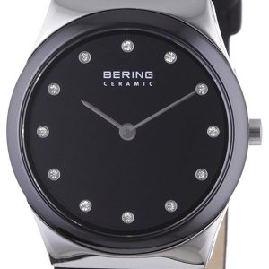 Bering Damklocka 32230-442 Ceramic Svart/Läder Ø30 mm