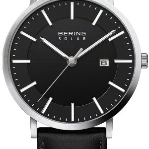 Bering Herrklocka 15439-402 Solar Svart/Läder Ø40 mm