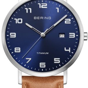 Bering Herrklocka 18640-567 Titanium Blå/Läder Ø40 mm