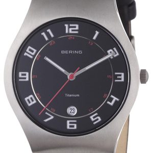 Bering Titanium Herrklocka 11937-402 Svart/Läder Ø37 mm