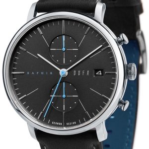 DuFa Herrklocka DF-9027-04 Saphir Svart/Läder Ø40 mm