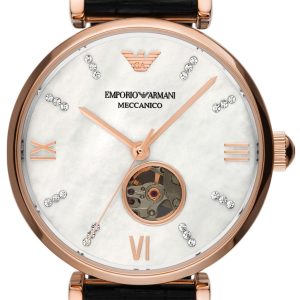 Emporio Armani Damklocka AR60047 Gianni T-Bar Vit/Läder Ø34 mm