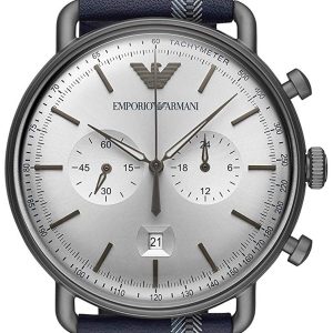 Emporio Armani Herrklocka AR11202 Aviator Silverfärgad/Läder Ø43 mm