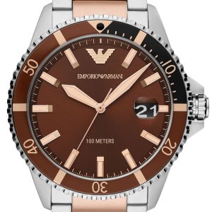 Emporio Armani Herrklocka AR11340 Diver Brun/Roséguldstonat stål