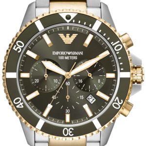 Emporio Armani Herrklocka AR11361 Diver Grön/Guldtonat stål Ø43 mm