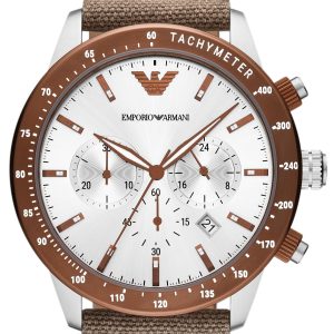 Emporio Armani Herrklocka AR11452 Mario Chrono Vit/Textil Ø43 mm