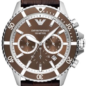 Emporio Armani Herrklocka AR11486 Diver Brun/Läder Ø43 mm