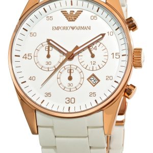 Emporio Armani Herrklocka AR5919 Vit/Roséguldstonat stål Ø43 mm