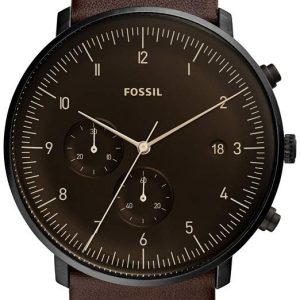 Fossil Chase Timer Herrklocka FS5485 Svart/Läder Ø42 mm